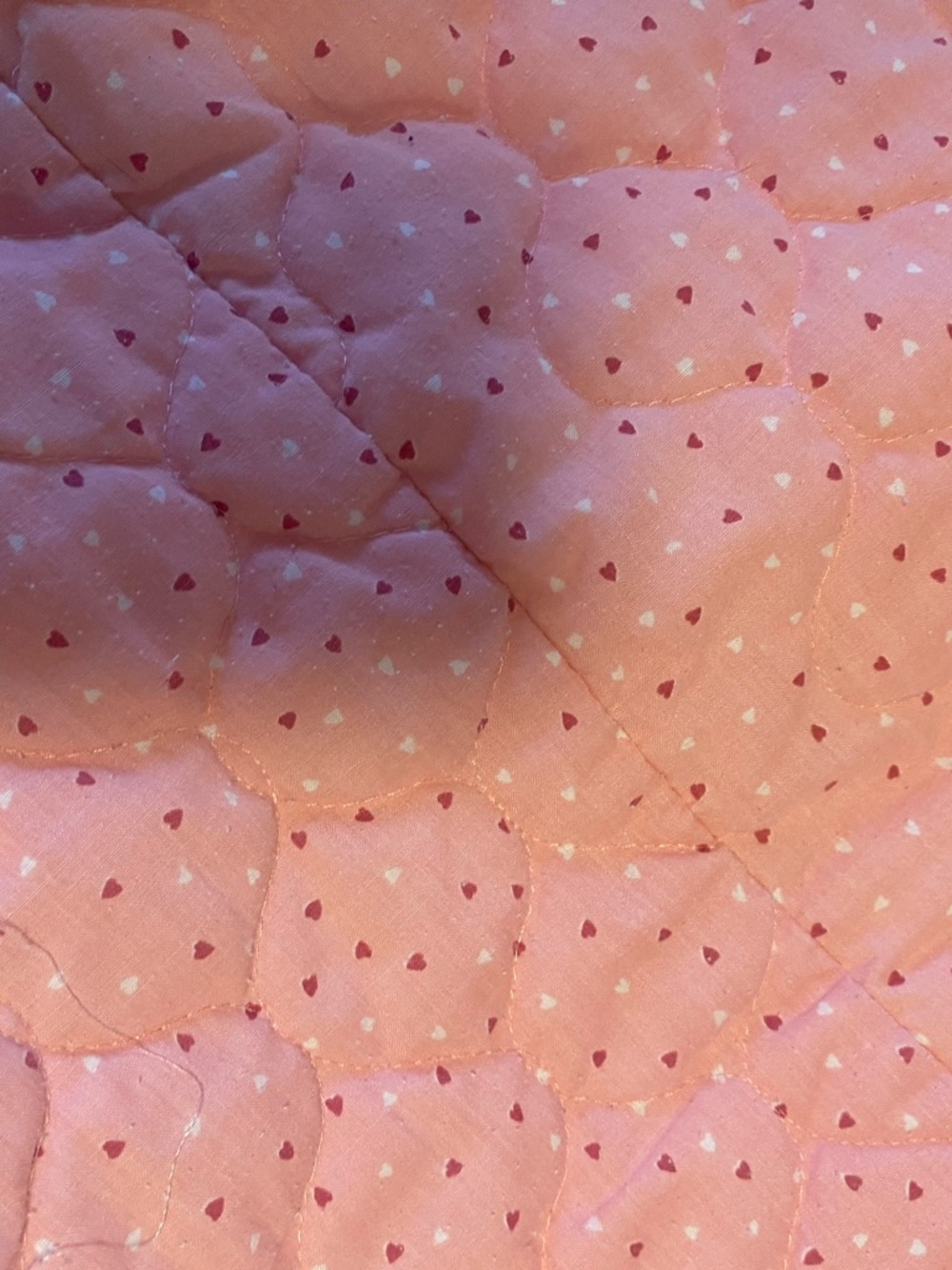 Vintage Care Bears Love-A-Lot Bear Twin Size Quilt Pink Hearts Ruffle Trim RARE - Picture 6 of 7